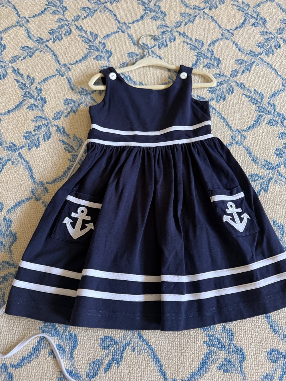 Florence Eiseman Navy and White Nautical Anchor Dress